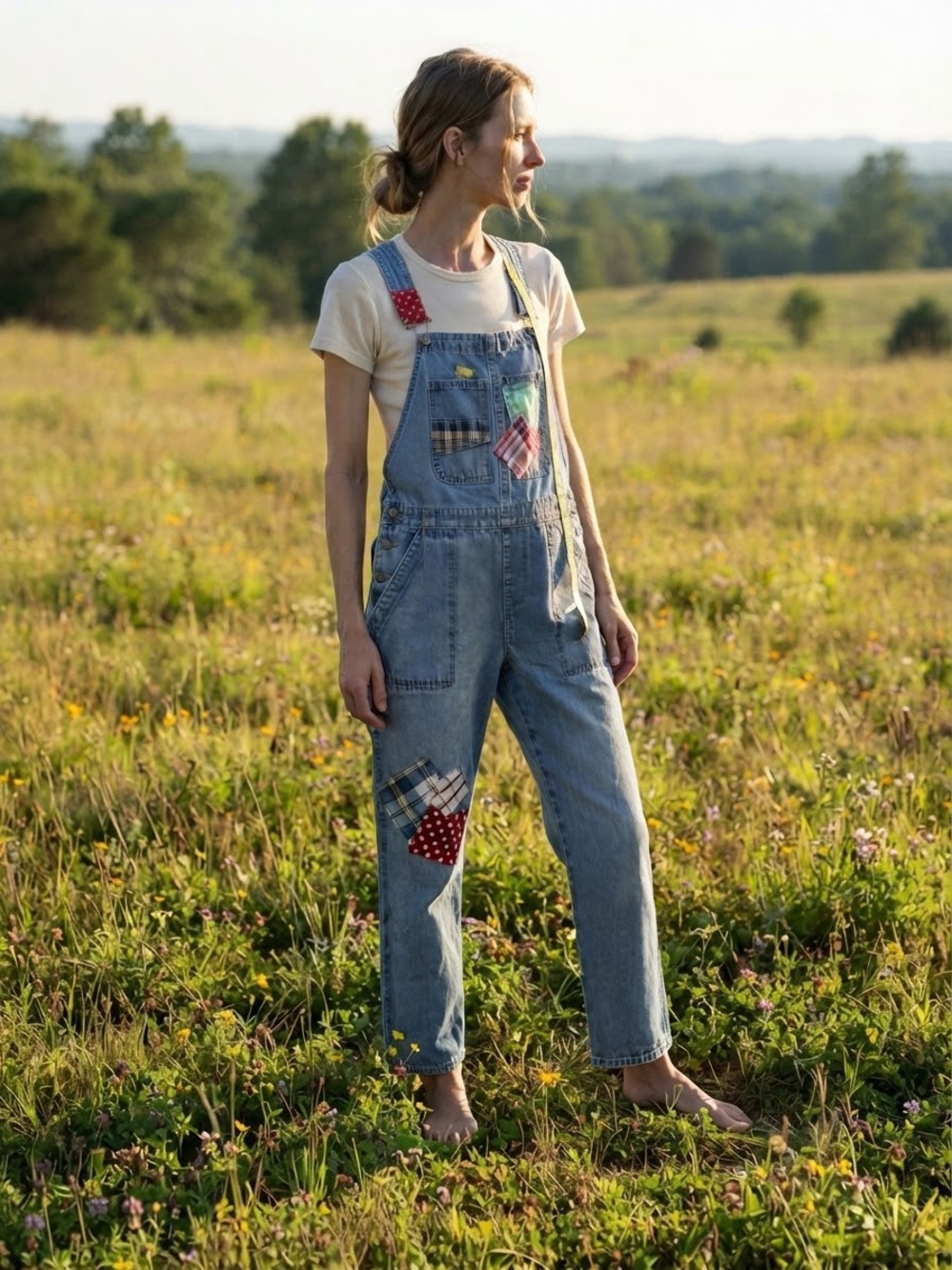Celebrity Pink Upcycled Patchwork Denim Overalls Size S